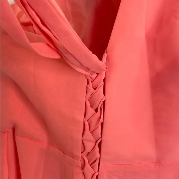 HY ONE SHOULDER CORSET STYLE FORMAL WEDDING GUEST PROM GOWN DRESS CORAL SIZE 12 - Picture 7 of 14
